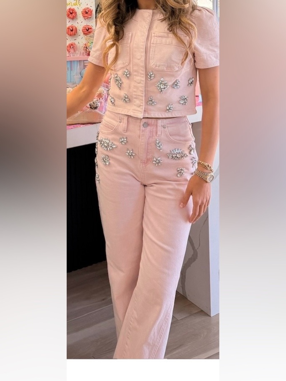 Pink Embellished Two-Piece Set